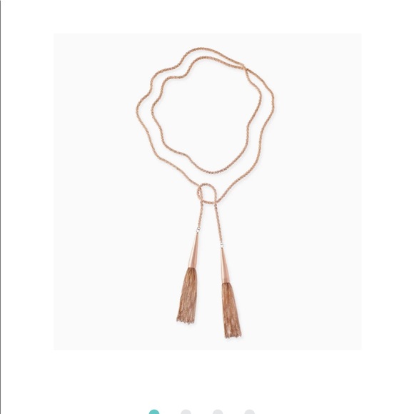 Kendra Scott Rose Gold Phara Lariat Necklace Fringe Tassels - Picture 8 of 8